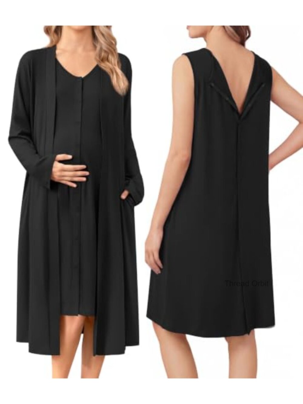 Maternity Nursing Nightgown & Robe Set Labor Delivery Hospital Sleepwear